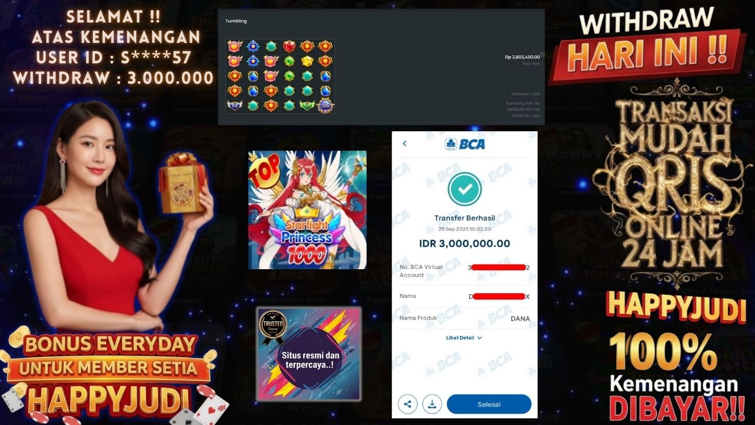 HAPPYJUDI JACKPOT SLOT STARLIGHT PRINCESS 1000
